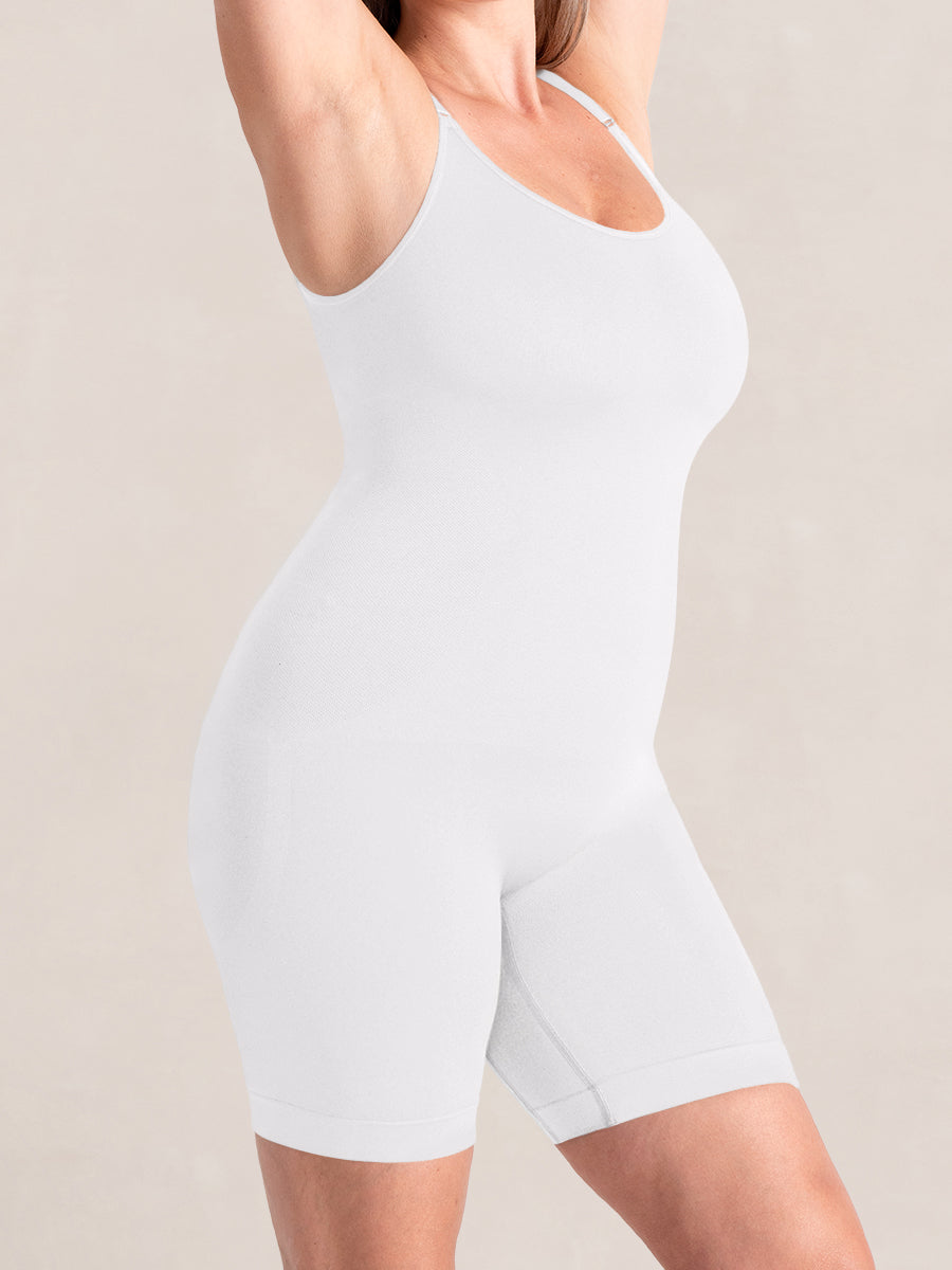 Adjustable Strap Mid-Thigh Shaping Bodysuit