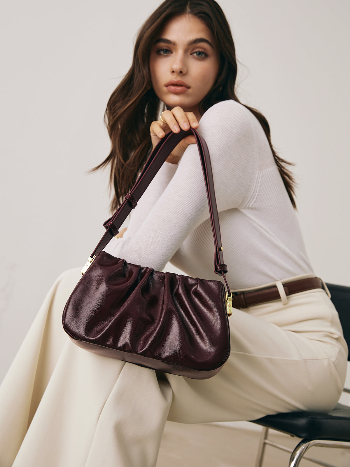 Celeste Retro Pleated Shoulder Bag
