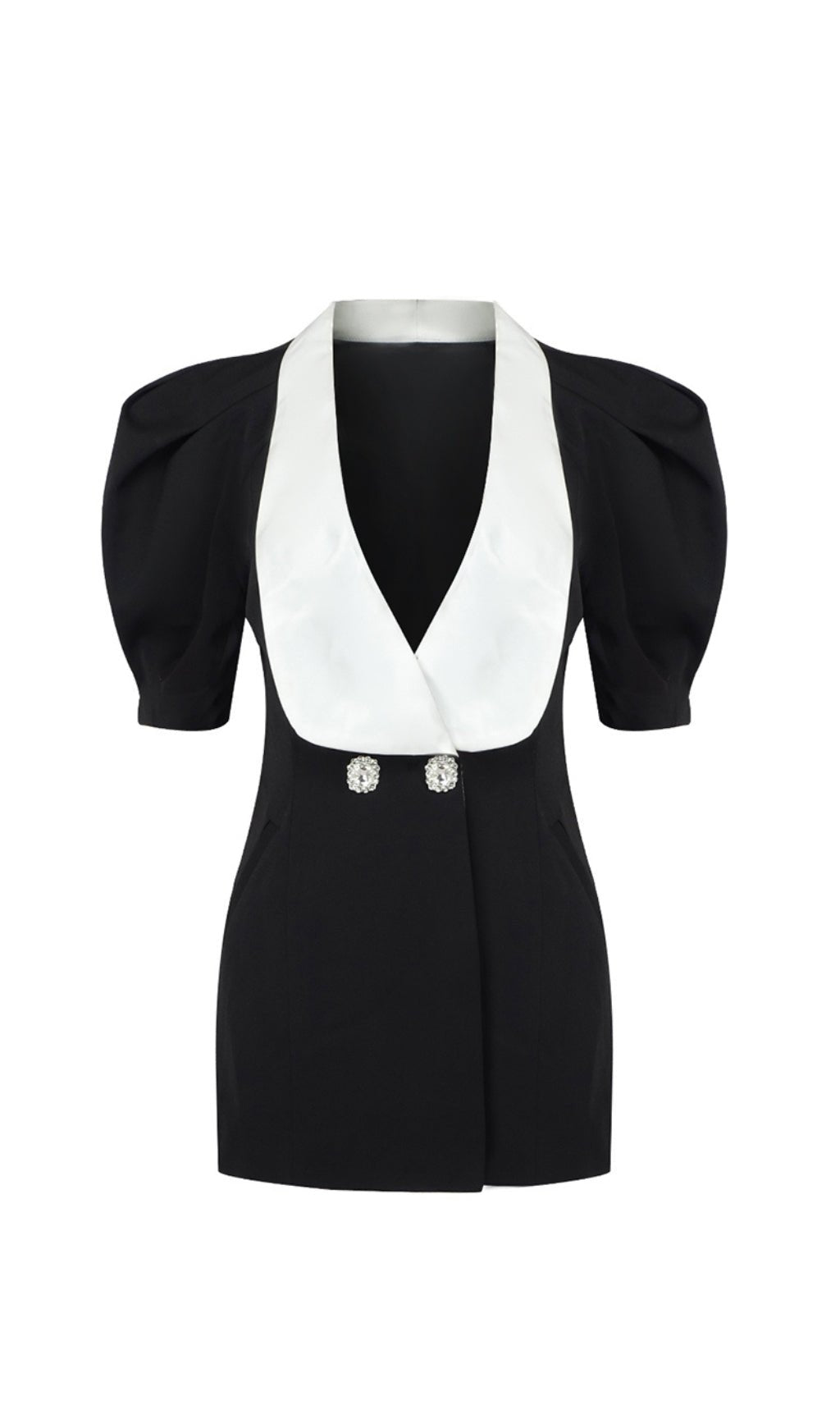 Estrella Contrast-Collar Mini Dress